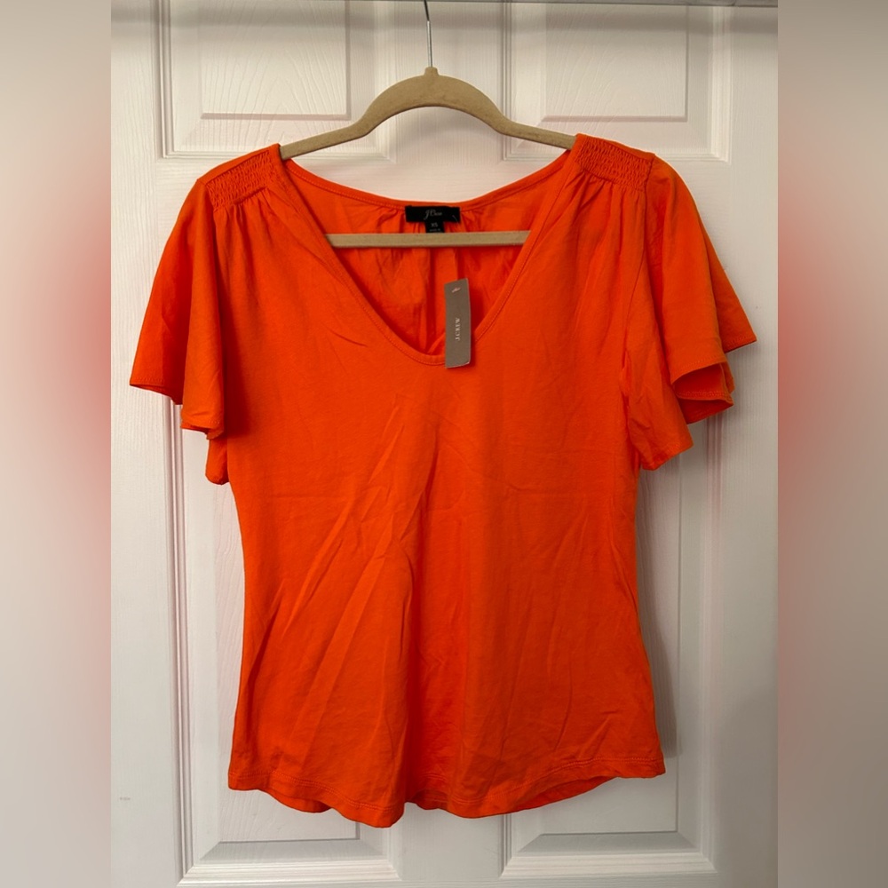J Crew XS Orange Cotton Top Shirt nwt